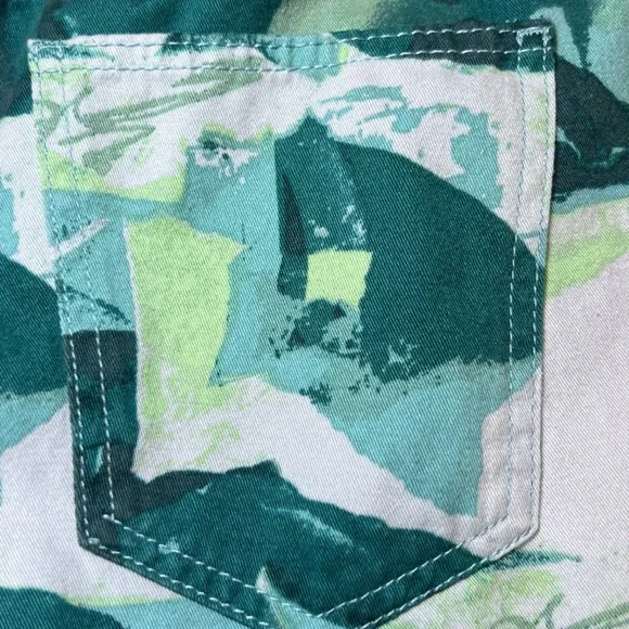 Forever 21 Womens Size Small Cargo Pants Teal Green Abstract Wide Leg Y2K - Picture 13 of 16